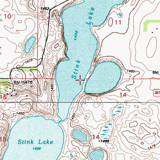 Topographic Map of Stink Lake, ND