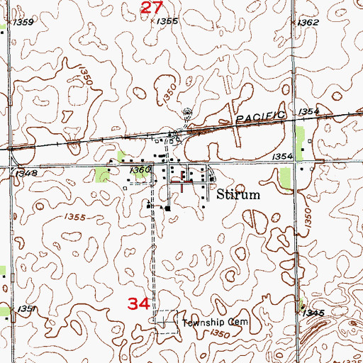 Topographic Map of Stirum, ND