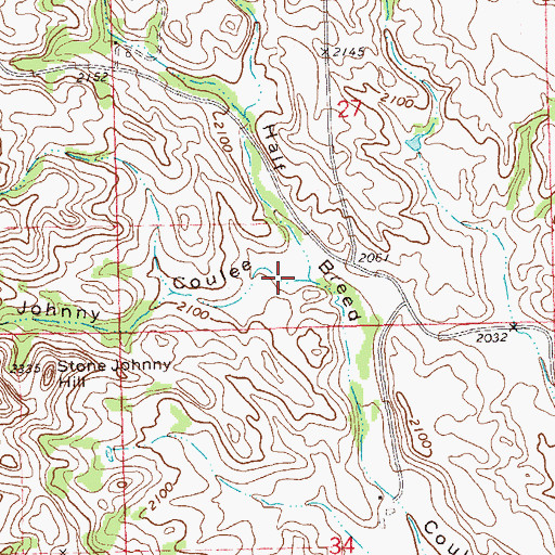 Topographic Map of Stone Johnny Coulee, ND