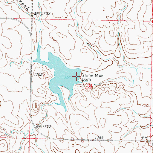 Topographic Map of Stone Man Dam, ND