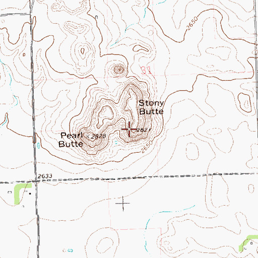 Topographic Map of Stony Butte, ND