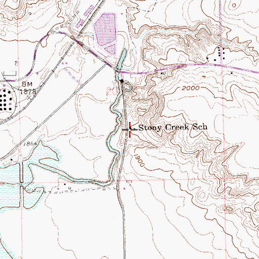Topographic Map of Stony Creek Elementary School, ND