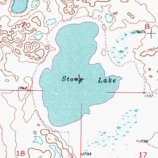 Topographic Map of Stony Lake, ND