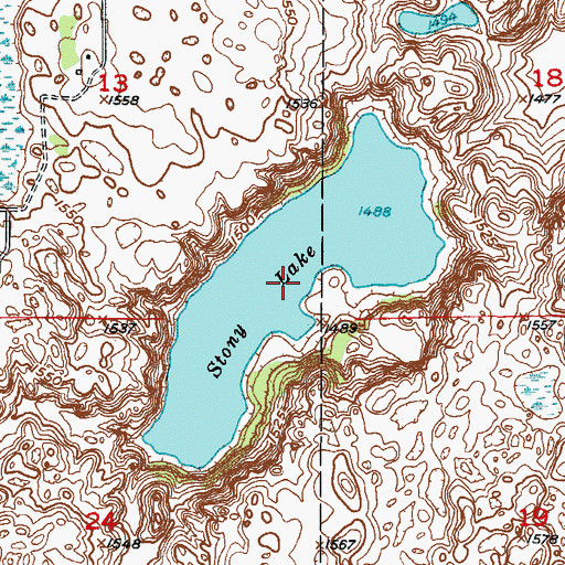Topographic Map of Stony Lake, ND