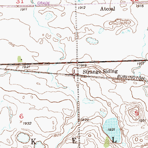 Topographic Map of Strange Siding, ND