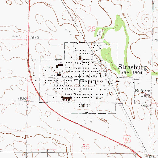 Topographic Map of Strasburg, ND