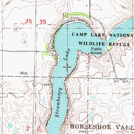 Topographic Map of Strawberry Lake, ND