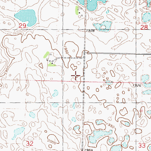 Topographic Map of Strawberry Lake School Number 1, ND