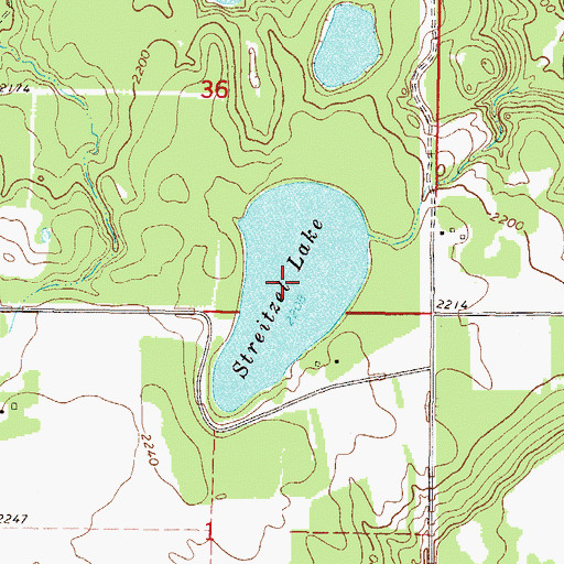 Topographic Map of Streitzel Lake, ND