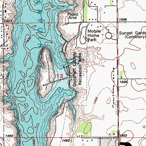 Topographic Map of Stutsman County Recreation Area, ND
