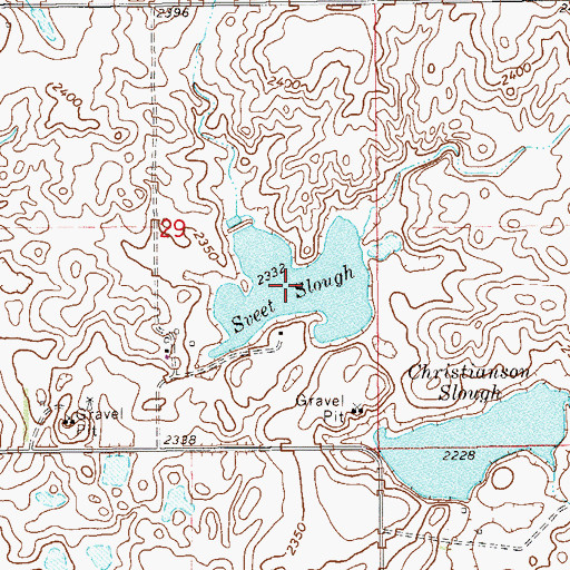 Topographic Map of Sueet Slough, ND
