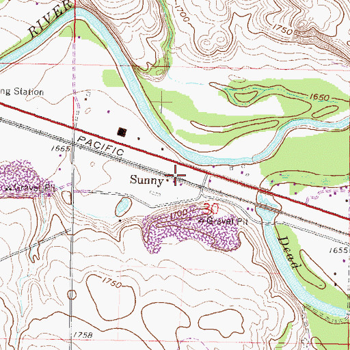 Topographic Map of Sunny, ND