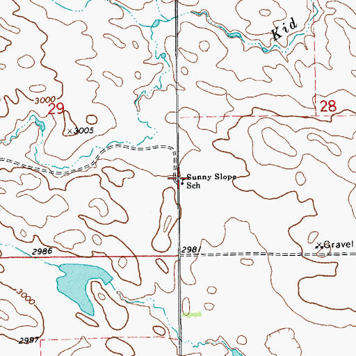 Topographic Map of Sunny Slope School, ND