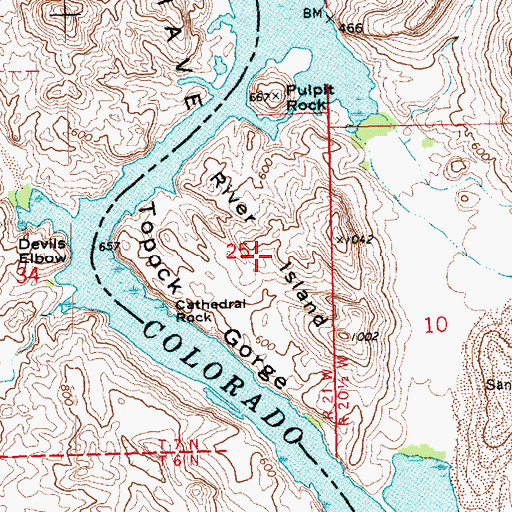 Topographic Map of River Island, AZ