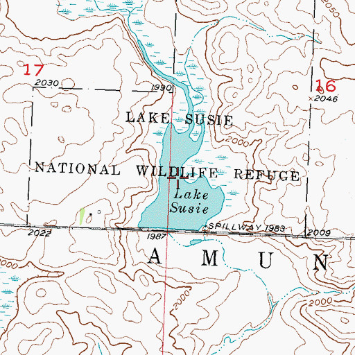 Topographic Map of Lake Susie, ND