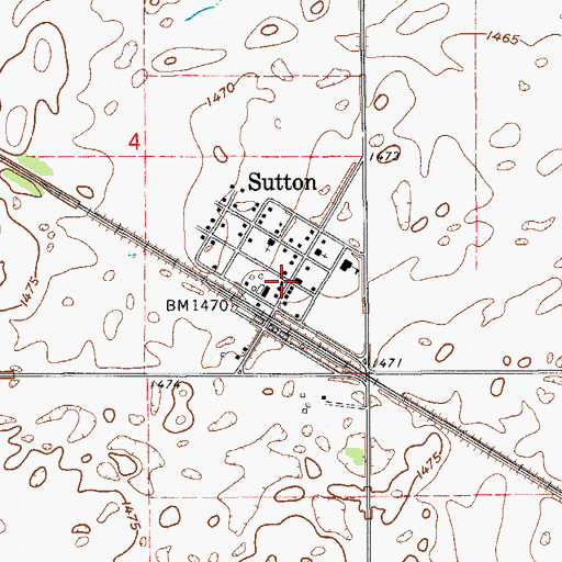 Topographic Map of Sutton, ND