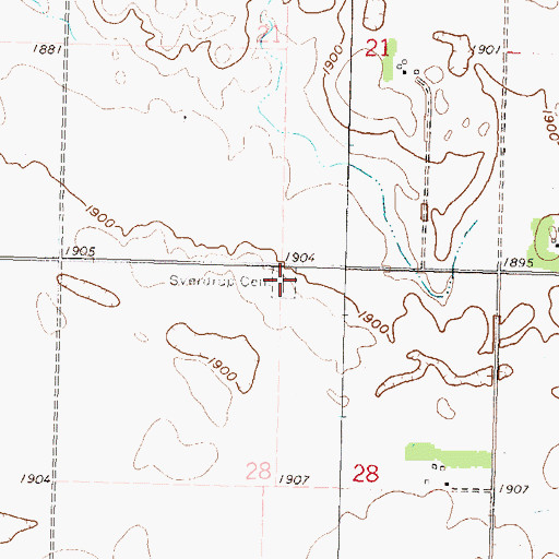 Topographic Map of Sverdrup Cemetery, ND