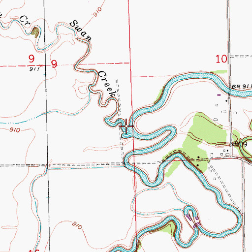 Topographic Map of Swan Creek, ND
