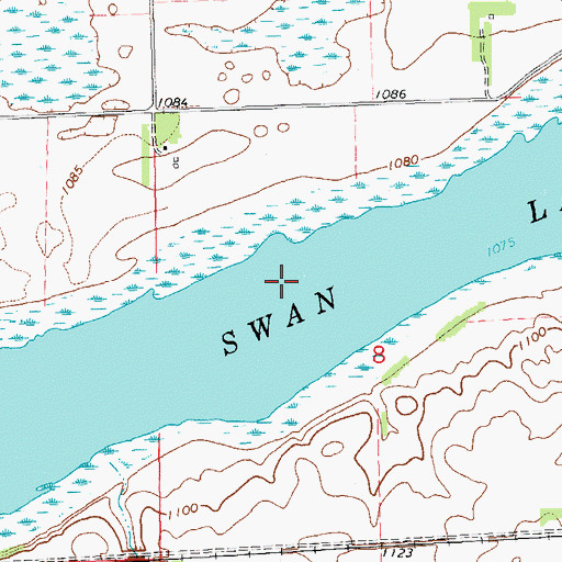 Topographic Map of Swan Lake, ND