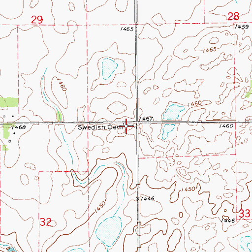 Topographic Map of Swedish Cemetery, ND