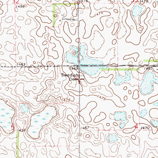 Topographic Map of Swedish Cemetery, ND