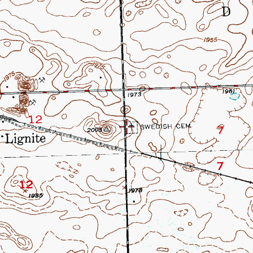 Topographic Map of Swedish Cemetery, ND