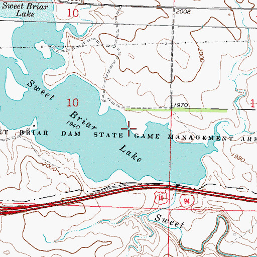 Topographic Map of Sweet Briar Dam State Game Management Area, ND