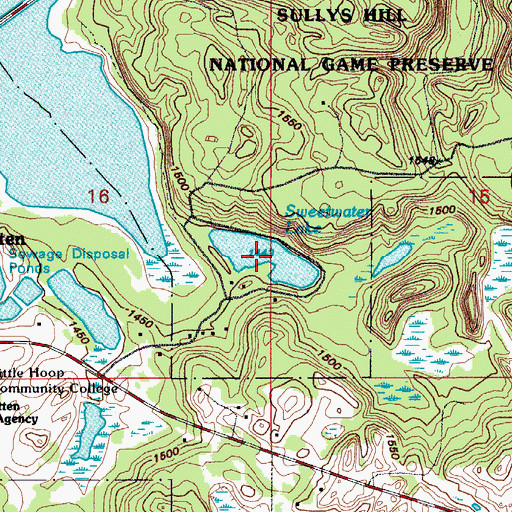 Topographic Map of Sweetwater Lake, ND