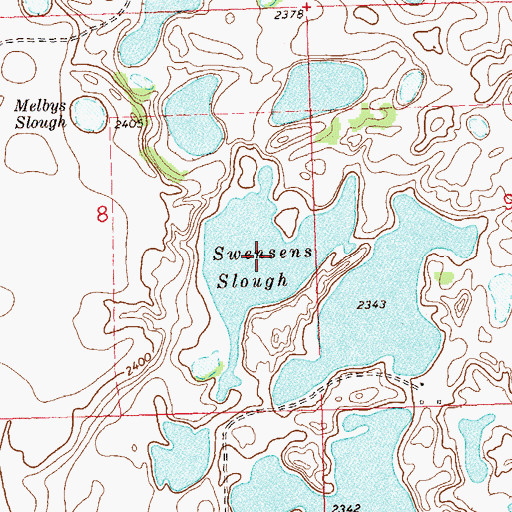 Topographic Map of Swensens Slough, ND