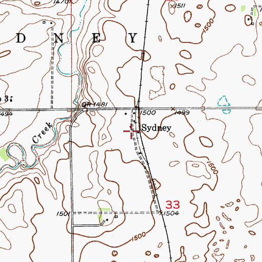 Topographic Map of Sydney, ND