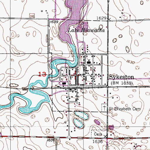 Topographic Map of Sykeston, ND