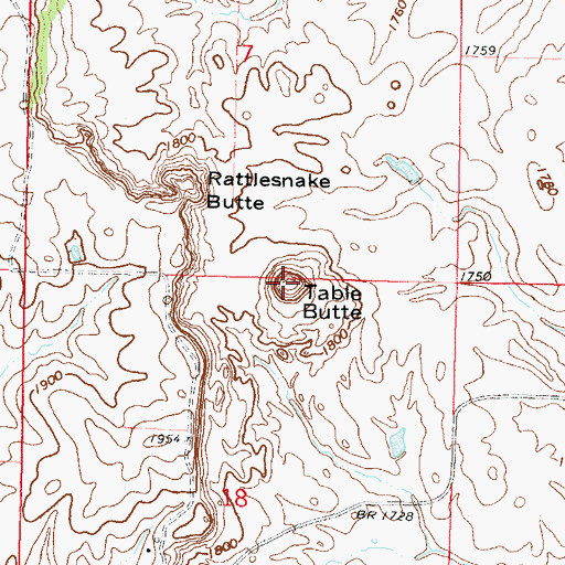 Topographic Map of Table Butte, ND