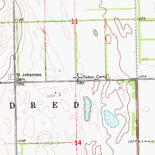 Topographic Map of Tabor Moravian Cemetery, ND