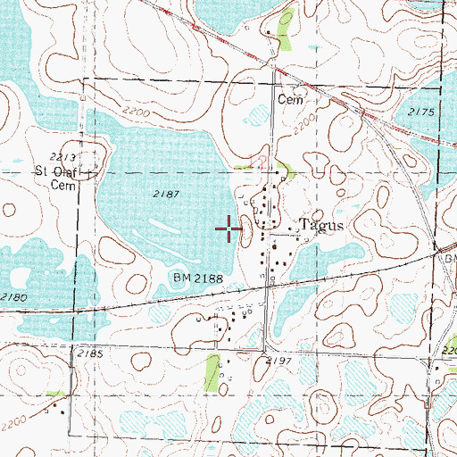 Topographic Map of Tagus, ND