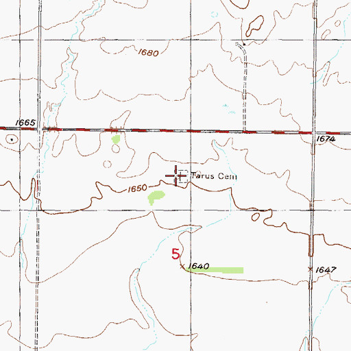 Topographic Map of Tarus Cemetery, ND