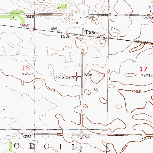 Topographic Map of Tasco Cemetery, ND