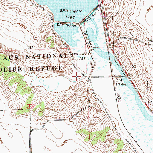 Topographic Map of Taskers Coulee, ND