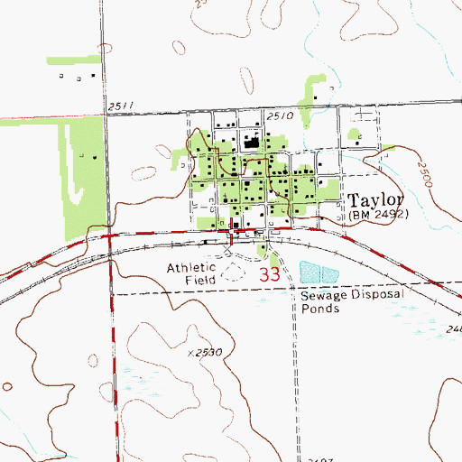 Topographic Map of Taylor, ND
