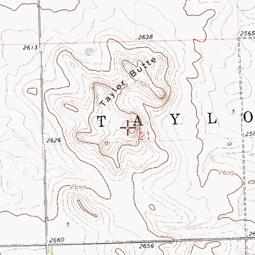 Topographic Map of Taylor Butte, ND