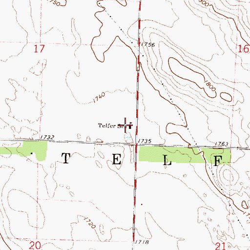 Topographic Map of Telfer School, ND