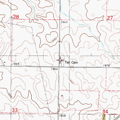 Topographic Map of Tell Cemetery, ND
