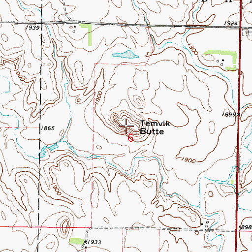 Topographic Map of Temvik Butte, ND