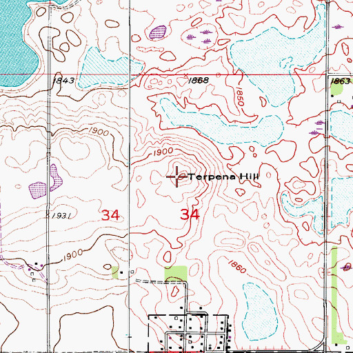 Topographic Map of Terpena Hill, ND