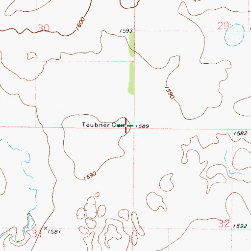 Topographic Map of Teubner Cemetery, ND