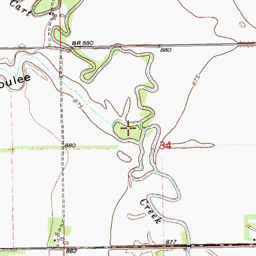 Topographic Map of The Coulee, ND