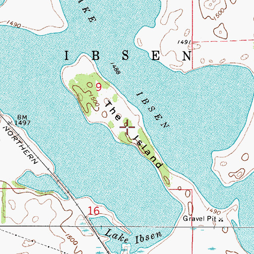 Topographic Map of The Island, ND