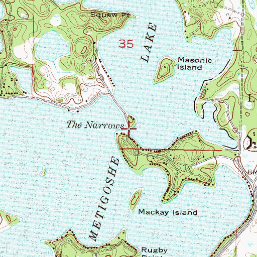 Topographic Map of The Narrows, ND