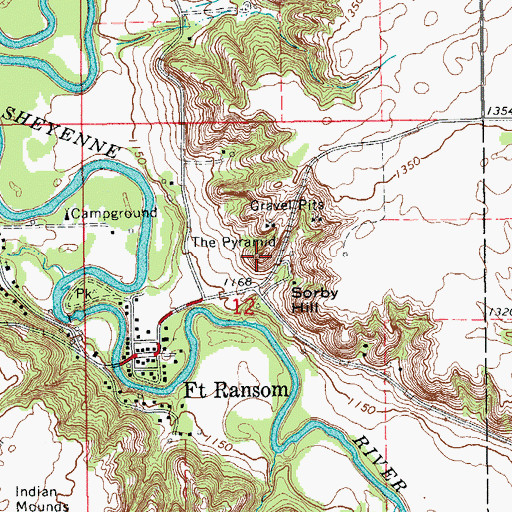 Topographic Map of The Pyramid, ND