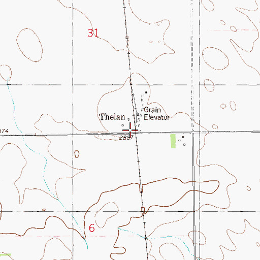 Topographic Map of Thelan, ND