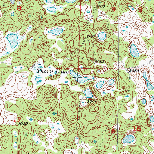 Topographic Map of Thorn Lake, ND
